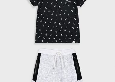 Σετ με εμπριμέ μπλούζα για αγόρι - Εκρού 13-225054-0 - energiers - 