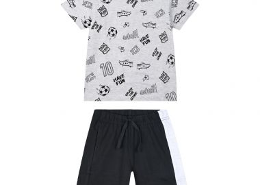 Σετ με εμπριμέ μπλούζα για αγόρι - ΜΑΥΡΟ 12-225185-0 - energiers - 