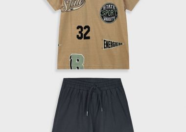 Σετ με εμπριμέ μπλούζα για αγόρι - ΜΑΥΡΟ 13-225045-0 - energiers - 