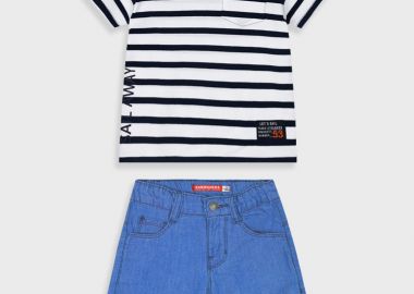 Σετ με ριγέ μπλούζα για αγόρι - ΜΠΛΕ ΤΖΗΝ 12-225103-0 - energiers - 