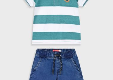 Σετ με ριγέ μπλούζα για αγόρι - ΜΠΛΕ ΤΖΗΝ 12-225106-0 - energiers - 