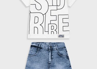 Σετ με τύπωμα για αγόρι - Λευκό 12-225109-0 - energiers - 