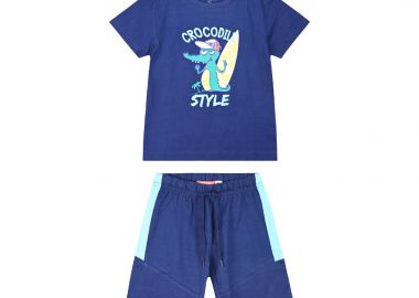 Σετ με τύπωμα για αγόρι - Μπλε 12-225190-0 - energiers - 