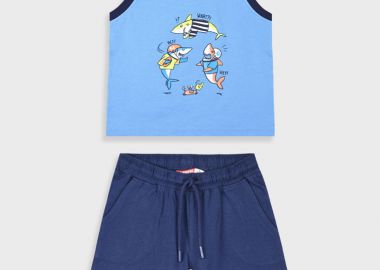 Σετ με τύπωμα για αγόρι - Μπλε 12-225191-0 - energiers - 