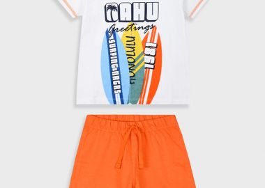 Σετ με τύπωμα για αγόρι - Πορτοκαλί 12-225171-0 - energiers - 