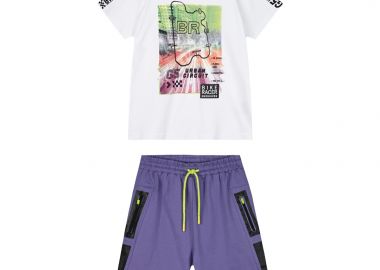 Σετ με τύπωμα για αγόρι - ΣΚΟΝΙΣΜΕΝΟ ΛΙΛΑ 13-225041-0 - energiers - 