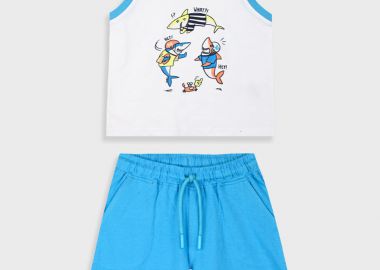 Σετ με τύπωμα για αγόρι - Τυρκουάζ 12-225191-0 - energiers - 