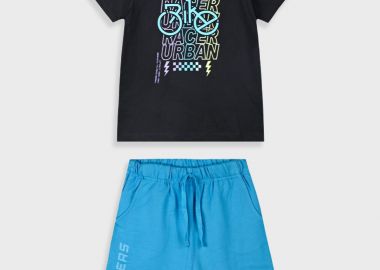 Σετ με τύπωμα για αγόρι - Τυρκουάζ 13-225043-0 - energiers - 