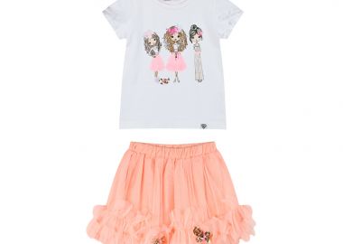 Σετ με τύπωμα για κορίτσι - ΝΕΟΝ ΠΟΡΤΟΚΑΛΙ 15-225326-0 - energiers - 