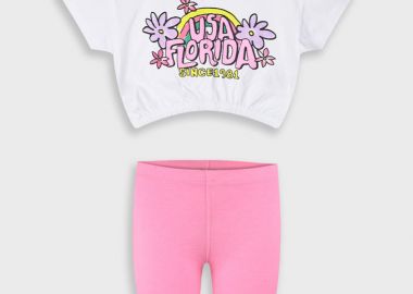 Σετ με τύπωμα για κορίτσι - ΝΕΟΝ ΡΟΖ 15-225376-0 - energiers - 