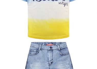 Σετ μπλούζα και τζην βερμούδα - ΜΠΛΕ ΤΖΗΝ 12-223106-0 - energiers - 