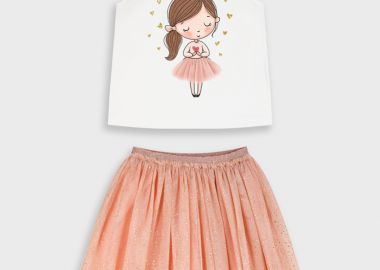 Σετ μπλούζα με φούστα - Ροζ 15-226300-0 - energiers - 