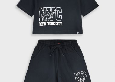 Σετ μπλούζα με σορτς - ΜΑΥΡΟ 16-226292-0 - energiers - 