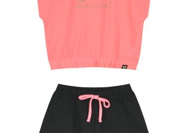 Σετ μπλούζα με σορτς - ΝΕΟΝ ΡΟΖ 16-226283-0 - energiers - 