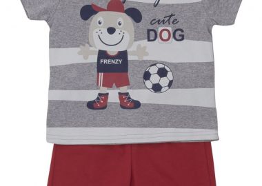 ΣΕΤ ΜΠΛΟΥΖΑ ΒΕΡΜΟΥΔΑ - ΓΚΡΙ ΚΟΚΚΙΝΟ ΓΚΡΙ ΚΟΚΚΙΝΟ - Frenzy style - 