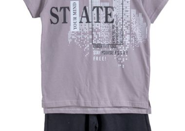 ΣΕΤ ΜΠΛΟΥΖΑ ΒΕΡΜΟΥΔΑ - ΓΚΡΙ ΜΑΥΡΟ ΓΚΡΙ ΜΑΥΡΟ - Frenzy style - 