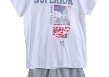 ΣΕΤ ΜΠΛΟΥΖΑ ΒΕΡΜΟΥΔΑ - Λευκο γκρι μελανζε ΛΕΥΚΟ ΓΚΡΙ ΜΕΛΑΝΖΕ - Frenzy style - 