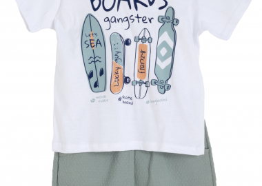 ΣΕΤ ΜΠΛΟΥΖΑ ΒΕΡΜΟΥΔΑ - ΛΕΥΚΟ ΦΥΣΤΙΚΙ ΛΕΥΚΟ ΦΥΣΤΙΚΙ - Frenzy style - 