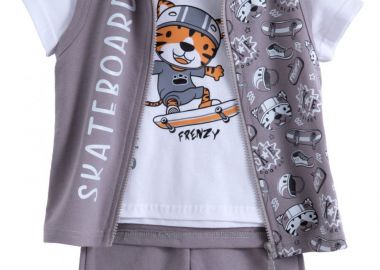 ΣΕΤ ΜΠΛΟΥΖΑ ΒΕΡΜΟΥΔΑ - ΛΕΥΚΟ ΓΚΡΙ ΛΕΥΚΟ ΓΚΡΙ - Frenzy style - 