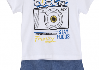 ΣΕΤ ΜΠΛΟΥΖΑ ΒΕΡΜΟΥΔΑ - ΛΕΥΚΟ ΙΝΤΙΓΚΟ ΛΕΥΚΟ ΙΝΤΙΓΚΟ - Frenzy style - 