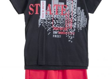 ΣΕΤ ΜΠΛΟΥΖΑ ΒΕΡΜΟΥΔΑ - ΜΑΥΡΟ ΚΟΚΚΙΝΟ ΜΑΥΡΟ ΚΟΚΚΙΝΟ - Frenzy style - 