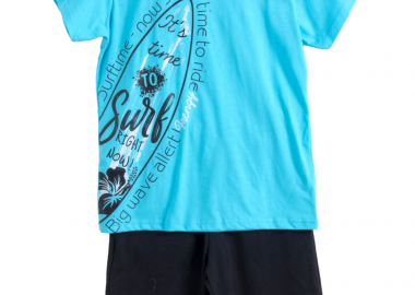 ΣΕΤ ΜΠΛΟΥΖΑ ΒΕΡΜΟΥΔΑ - Τυρκουαζ μαυρο ΤΥΡΚΟΥΑΖ ΜΑΥΡΟ - Frenzy style - 