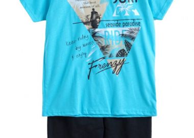 ΣΕΤ ΜΠΛΟΥΖΑ ΒΕΡΜΟΥΔΑ - Τυρκουαζ μαυρο ΤΥΡΚΟΥΑΖ ΜΑΥΡΟ - Frenzy style - 