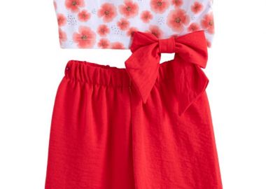 ΣΕΤ ΜΠΛΟΥΖΑ ΠΑΝΤΕΛΟΝΑ - ΛΕΥΚΟ ΚΟΚΚΙΝΟ ΛΕΥΚΟ ΚΟΚΚΙΝΟ - Babylon fashion - 