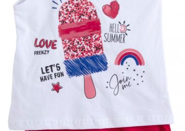 ΣΕΤ ΜΠΛΟΥΖΑ ΣΟΡΤΣ - ΛΕΥΚΟ ΚΟΚΚΙΝΟ ΛΕΥΚΟ ΚΟΚΚΙΝΟ - Frenzy style - 