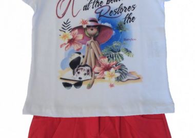 ΣΕΤ ΜΠΛΟΥΖΑ ΣΟΡΤΣ - ΛΕΥΚΟ ΚΟΚΚΙΝΟ ΛΕΥΚΟ ΚΟΚΚΙΝΟ - Babylon fashion - 