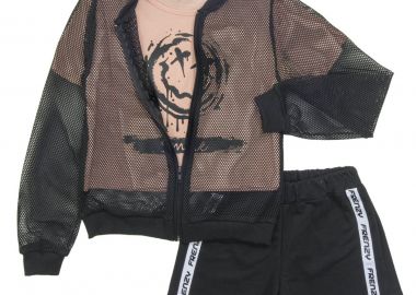 ΣΕΤ ΜΠΛΟΥΖΑ ΣΟΡΤΣ ΖΑΚΕΤΑ - Ροδακινι μαυρο ΡΟΔΑΚΙΝΙ ΜΑΥΡΟ - Frenzy style - 