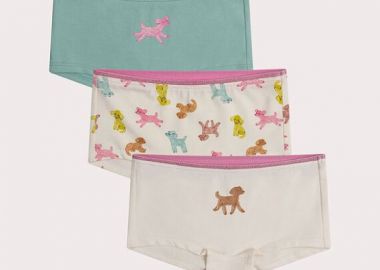 Σετ Παιδικά Εσώρουχα για Κορίτσια Pink Puppies 3 τμχ ΛΕΥΚΟ - DPAM - 