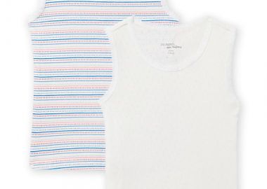 Σετ Παιδικά Φανελάκια για Κορίτσια Εκρού Stripes 2 τμχ ΕΚΡΟΥ - DPAM - 