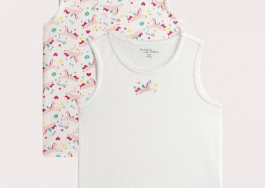 Σετ Παιδικά Φανελάκια για Κορίτσια Pink Unicorn 2 τμχ ΛΕΥΚΟ - DPAM - 