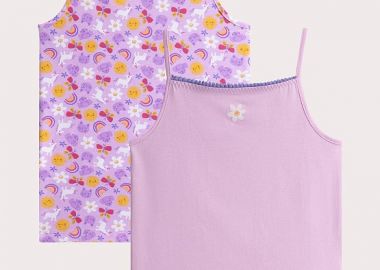Σετ Παιδικά Φανελάκια για Κορίτσια Purple Daisy 2 τμχ ΜΩΒ - DPAM - 