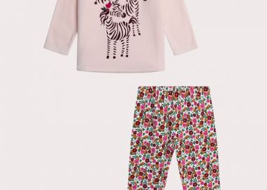 Σετ Παιδικές Πιτζάμες για Κορίτσια Flower Zebras ΛΕΥΚΟ - DPAM - 
