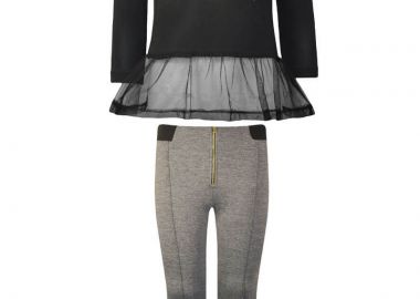 Σετ Παιδικό Κολάν Energiers με χρυσό φερμουάρ και Μπλούζα με παγιέτες Γκρι 16-120212-0 Γκρι - Energiers - 