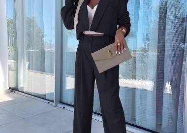 Σετ Παντελόνι Crop Σακάκι Lina Μαύρο - Amelie's - 