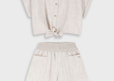 Σετ πουκάμισο με σορτς - ΚΡΕΜ 16-226209-0 - energiers - 