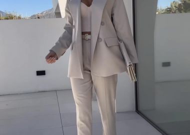 Σετ Σακάκι Παντελόνι Dahlia Μπεζ - Amelie's - 