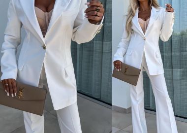 Σετ Σακάκι Παντελόνι Elia Λευκό - Amelie's - 