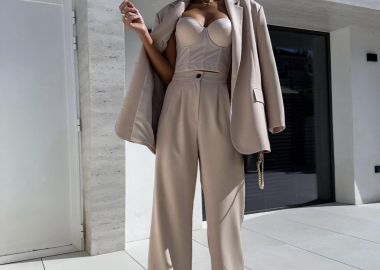 Σετ Σακάκι Παντελόνι Kiklamin Μπεζ - Amelie's - 