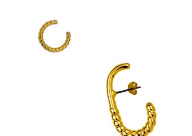 Σετ Σκουλαρίκι Λοβού Και Earcuff Από Ορείχαλκο Επιχρυσωμένο 24Κ PF47481 - AMOR AMOR - 