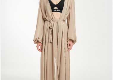 Sheer Robe In Taupe - Cutcuutur - 