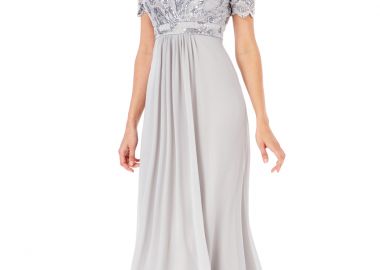 shinny paillette top αέρινο silver γκρι φόρεμα Daphne - PerfectDress.gr - 