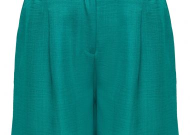 Shorts με πιέτα και τσέπες σε πετρόλ χρώμα plus size -  - 