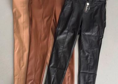 SIA παντελόνι κολάν όψης δέρματος με φερμουάρ στο πλάι - SOU - 