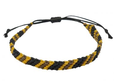 Siballba Ανδρικό Βραχιόλι Μακραμέ Κίτρινο, Μαύρο, Καφέ - Siballba - 