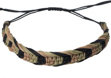 Siballba Ανδρικό Βραχιόλι Μακραμέ Μαύρο, Μπεζ, Ροζ - Siballba - 