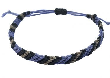 Siballba Ανδρικό Βραχιόλι Μακραμέ Μοβ, Μαύρο, Γκρι - Siballba - 